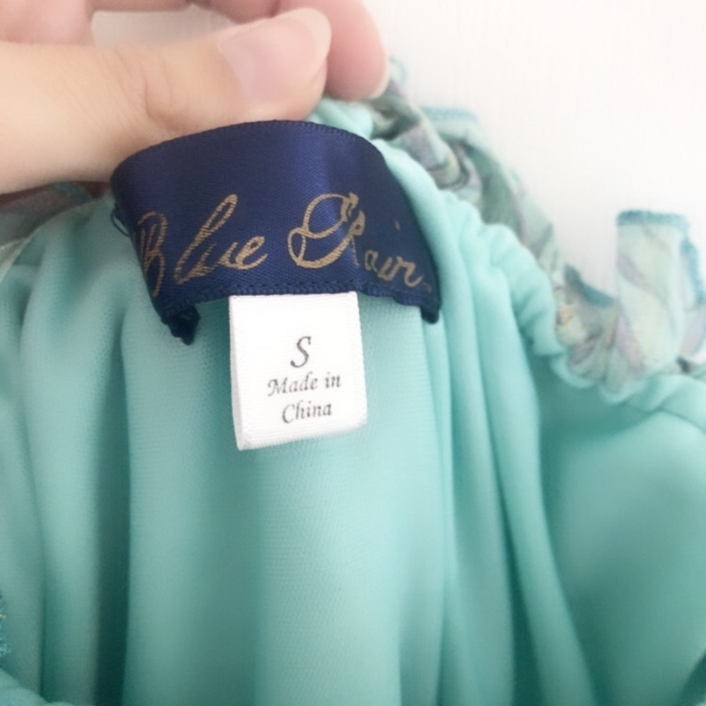 Francesca’s Layla Lurex Mini Dress mint and gold shoulder ties size small - Picture 9 of 10